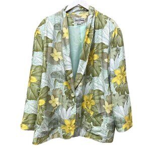 Vintage Floral Blazer Plus Size 3X Rayon SK & Company Cottagecore Tropical Aloha